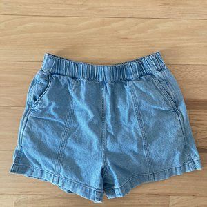 madewell denim easy pull-on shorts in rathmore wash - xs